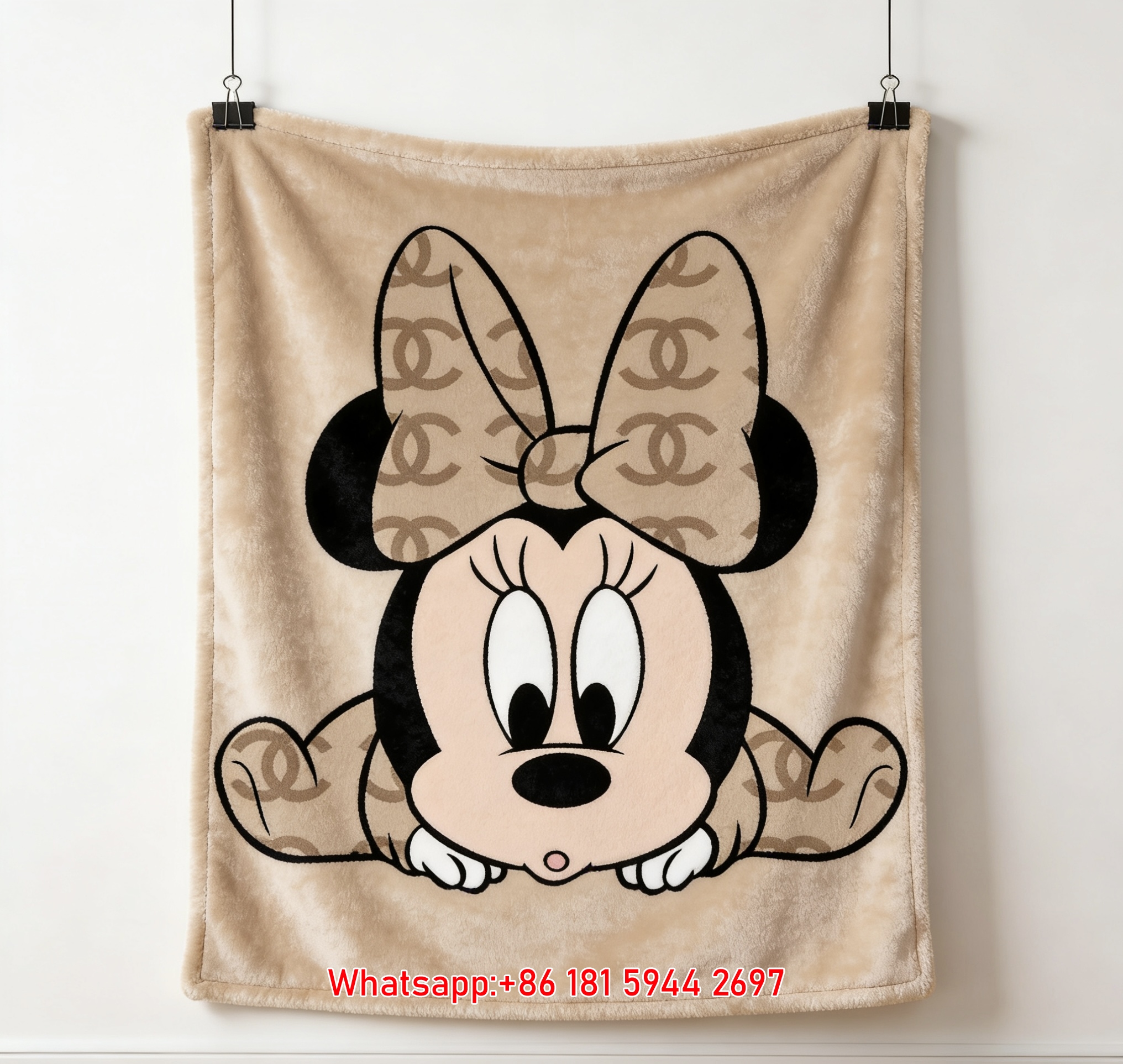 Luxury Chanel Style Minnie Mouse Flannel Throw Blanket IMG_7391